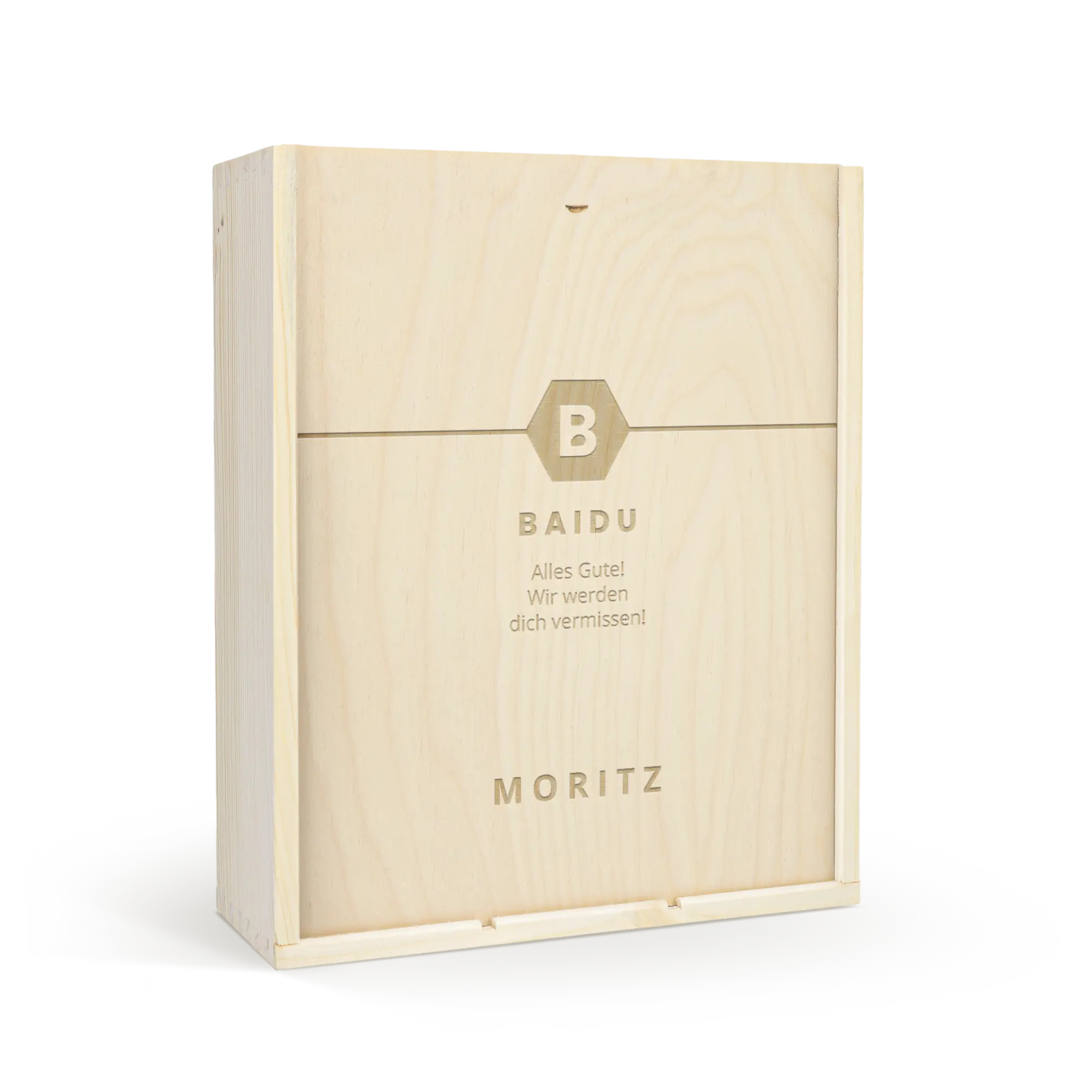 Skrzynka na wino z wygrawerowanym wieczkiem - potrójna