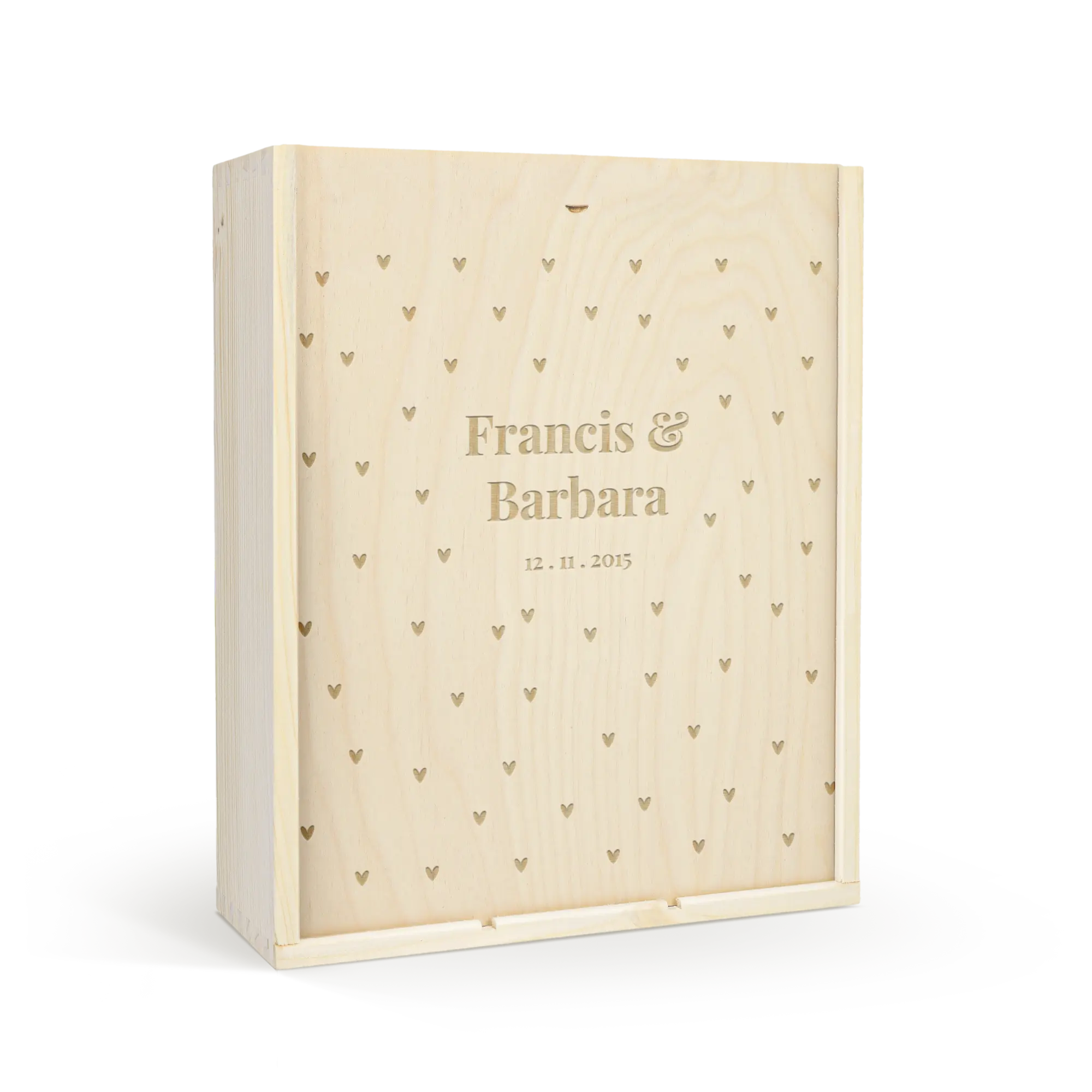 Skrzynka na wino z wygrawerowanym wieczkiem - potrójna