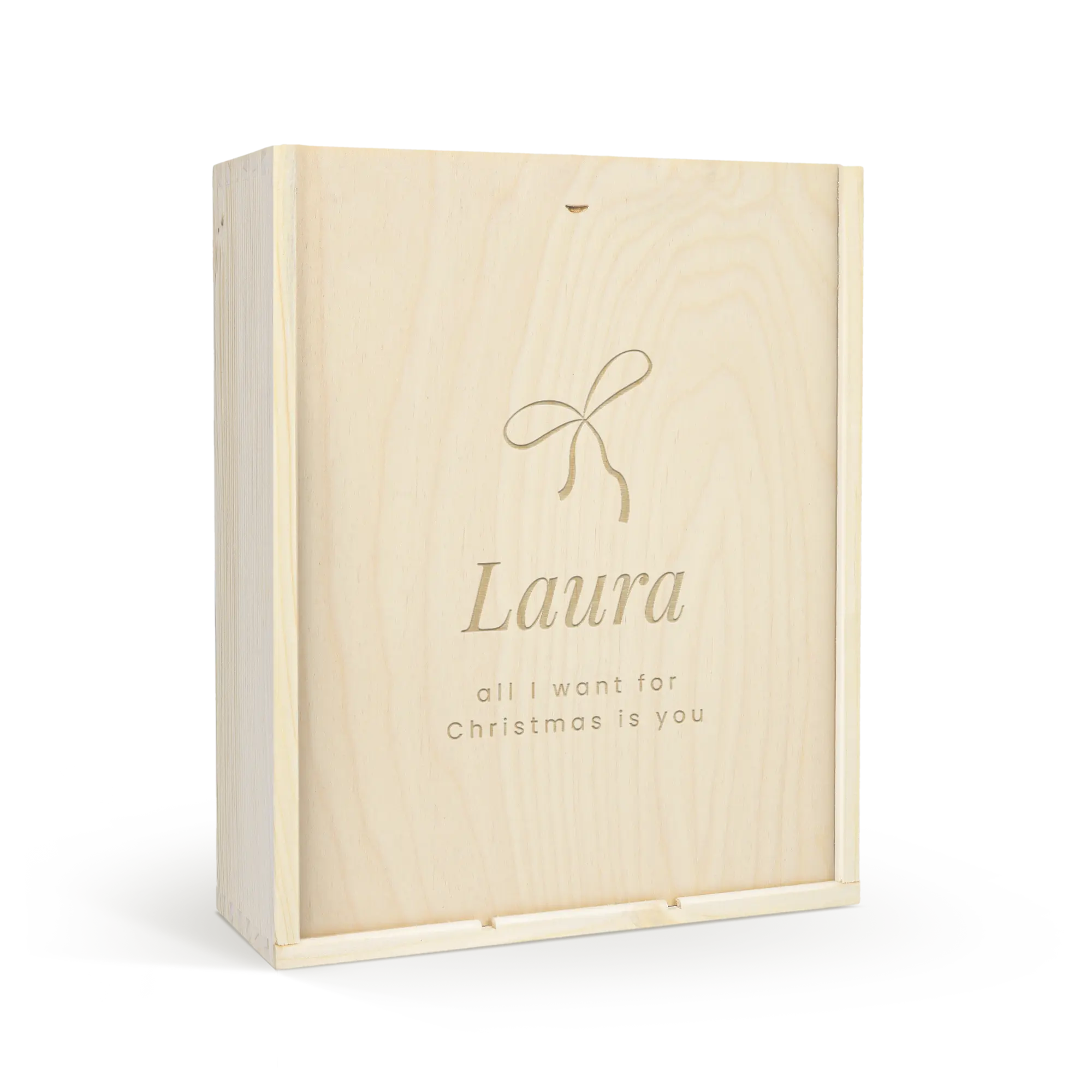 Skrzynka na wino z wygrawerowanym wieczkiem - potrójna