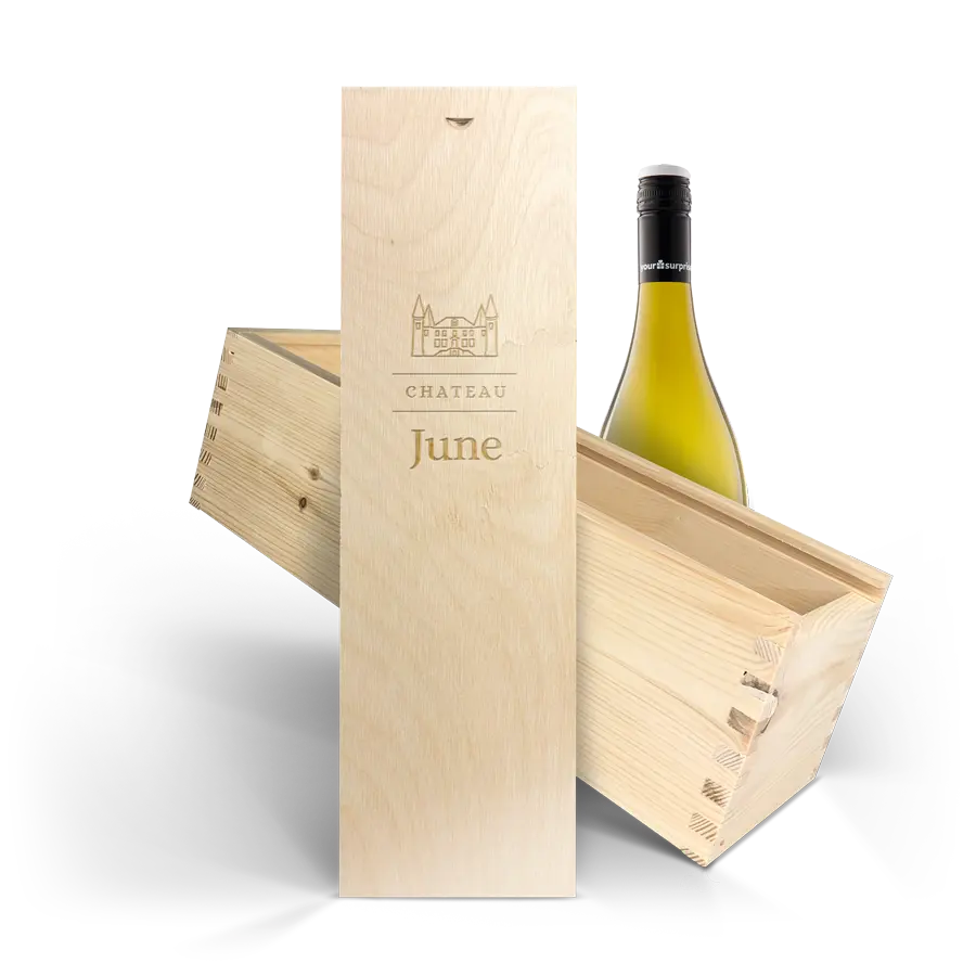 Wino w grawerowanej drewnianej skrzynce - Maison de la Surprise - Chardonnay